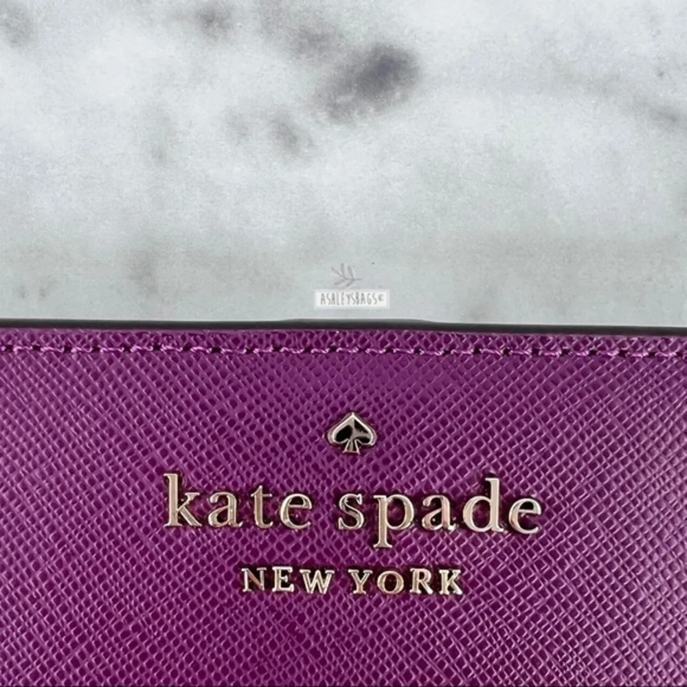 Kate Spade Staci Plum Pie Small Satchel Crossbody & Large Slim Bifold Wallet - Picture 13 of 16